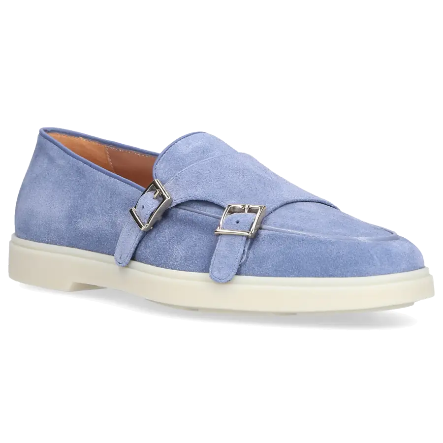 Santoni - Monk Schuhe 59194 Veloursleder - blau