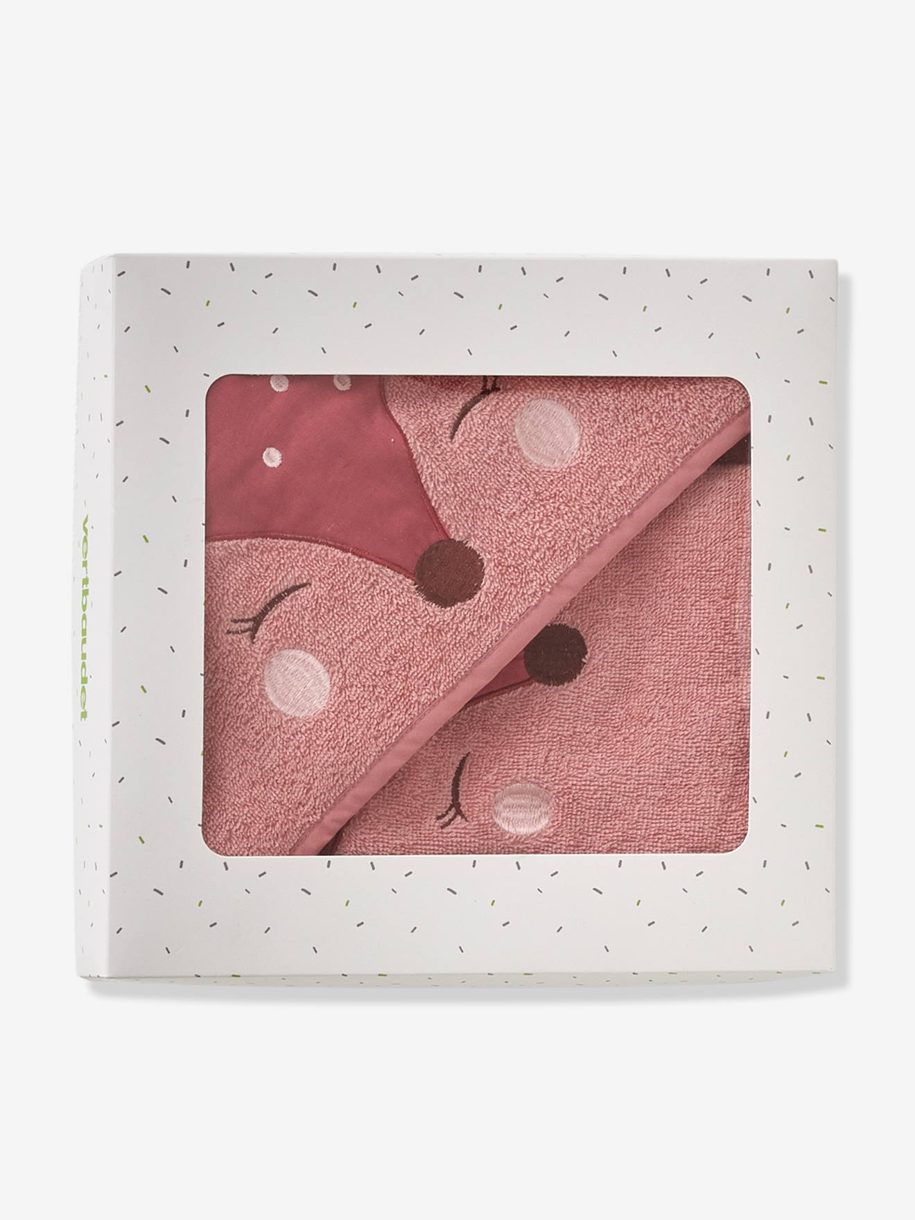 Vertbaudet Baby-Set: Badetuch und Waschhandschuh REH Oeko Tex - rosa/reh