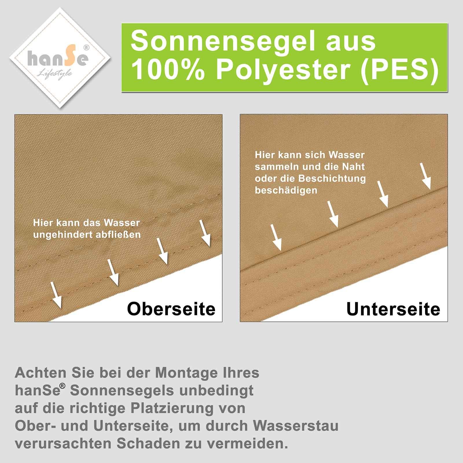 hanSe® Sonnensegel hanSe® Sonnensegel 100% Polyester PES Sonnenschutz Marken-Sonnensegel, (1-tlg), 3x4x4m