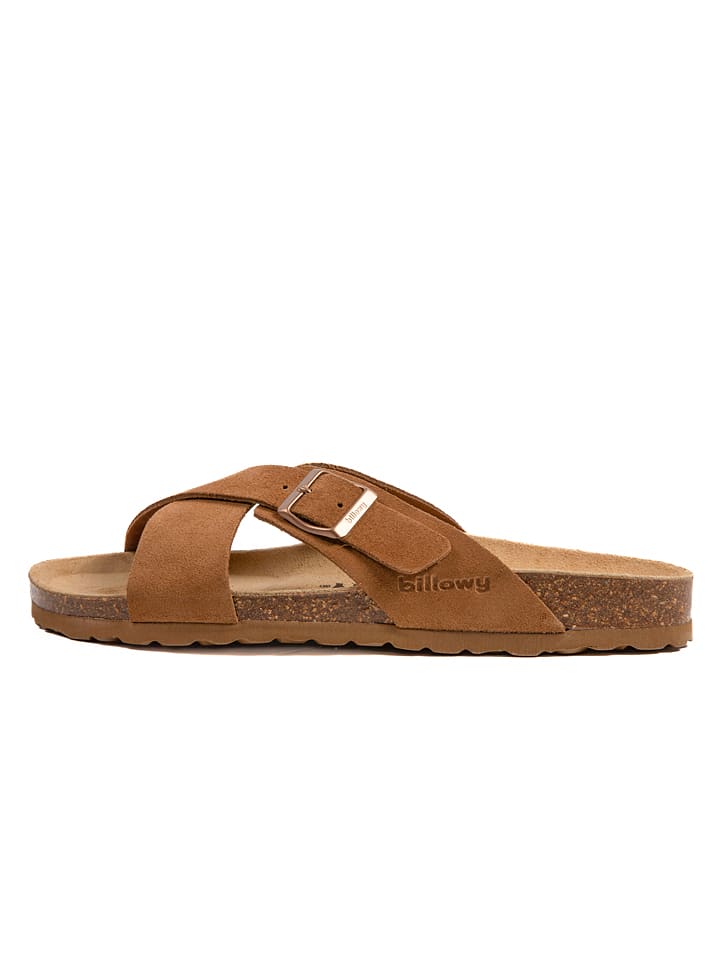 billowy Leder-Pantoletten in Hellbraun günstig kaufen