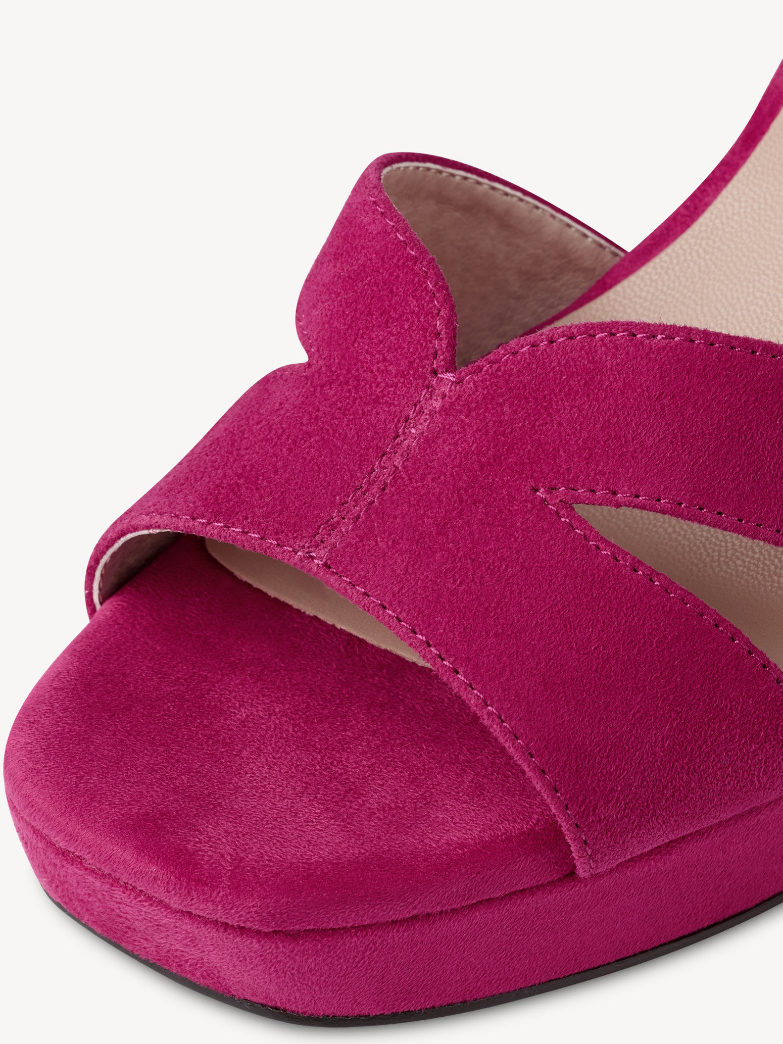 Sandale à talon en cuir - rose fuchsia