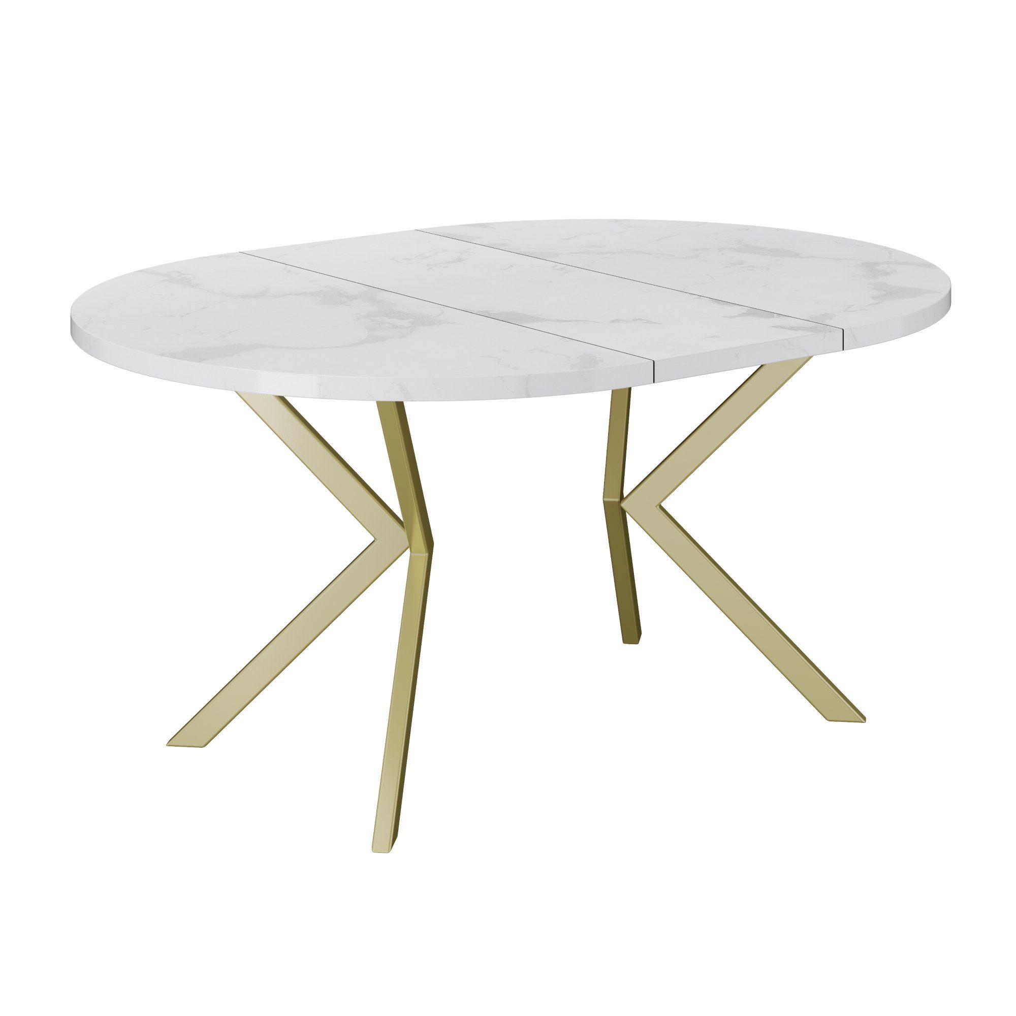 Polini Home Esstisch Esstisch ausziehbar BAARN 100/180 Marmor/Gold, hitzebeständig, stoß- und kratzfest, laminierte Tischplatte, extra