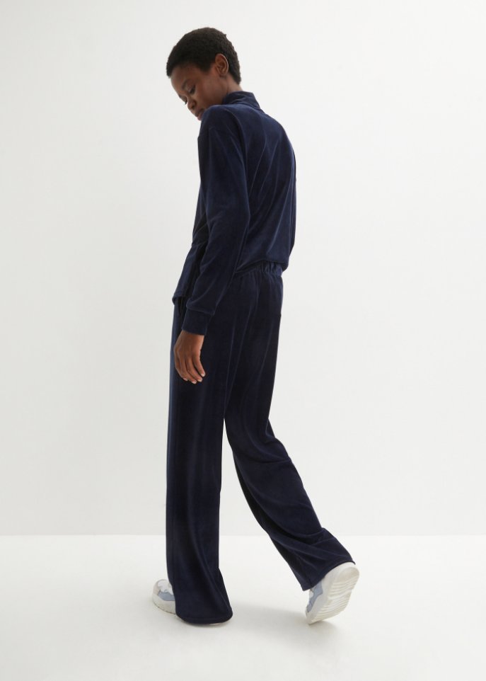 High-Waist-Hose aus Jersey- Cord, lang