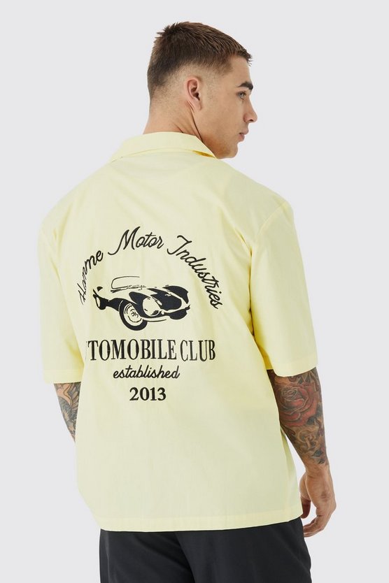 Dropped Revere Poplin Automobile Club Shirt