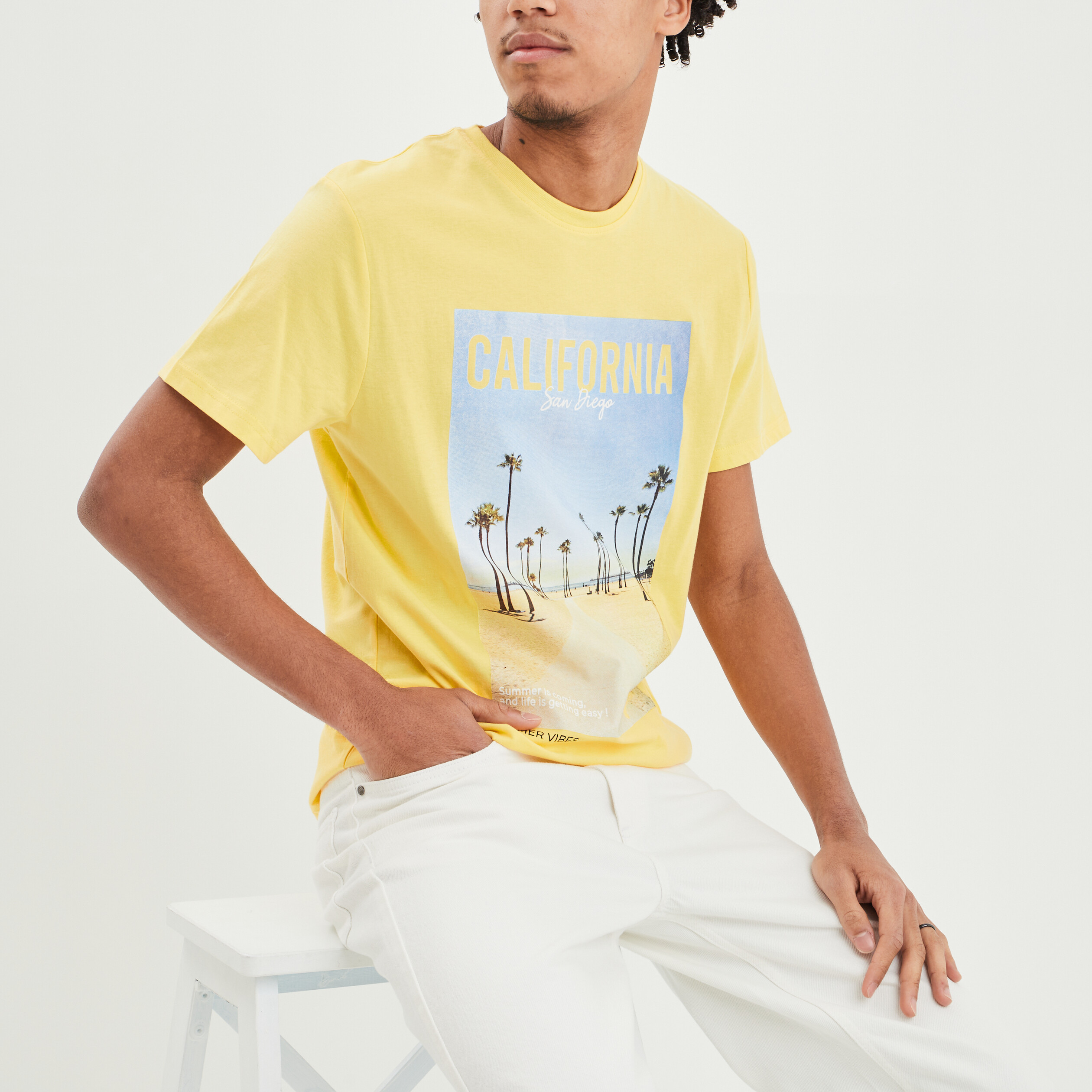 T-shirt manches courtes Creeks jaune citron homme | La Halle