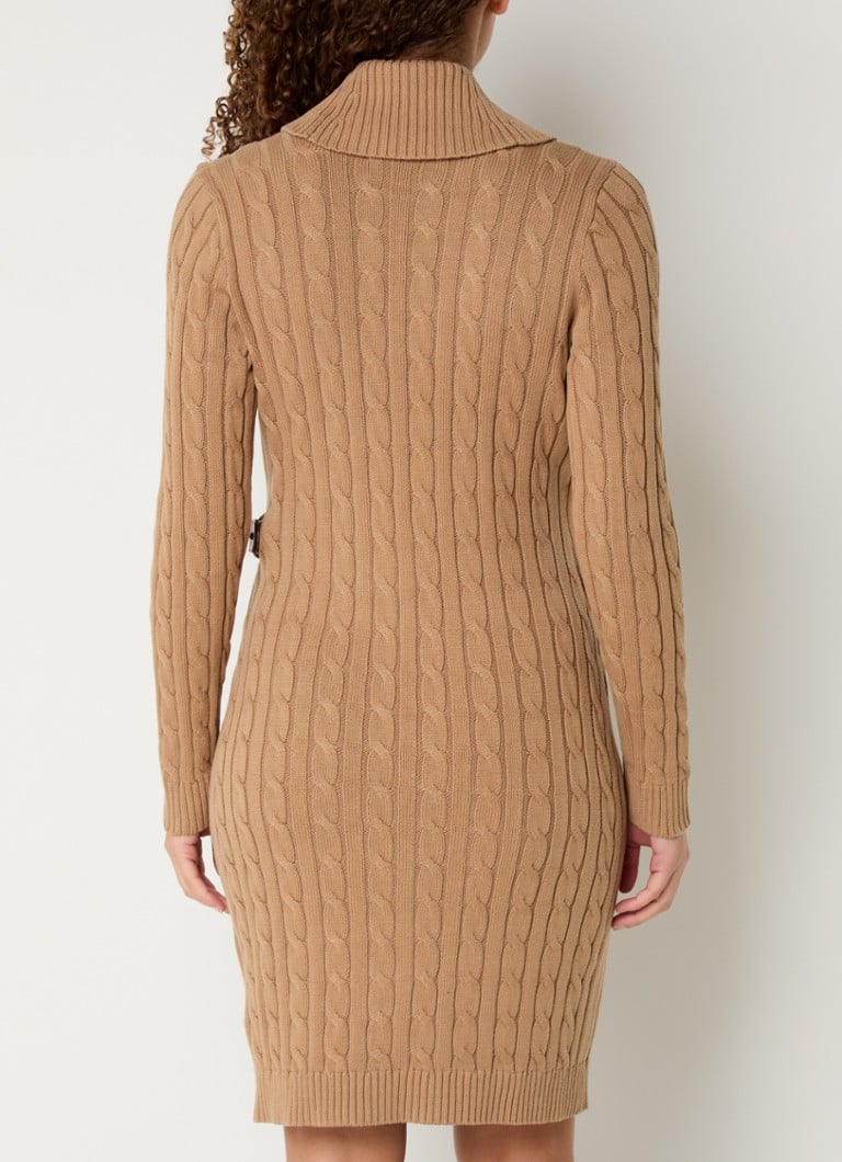 Rochie mini tricotată cu împletituri și guler șal Ralph Lauren