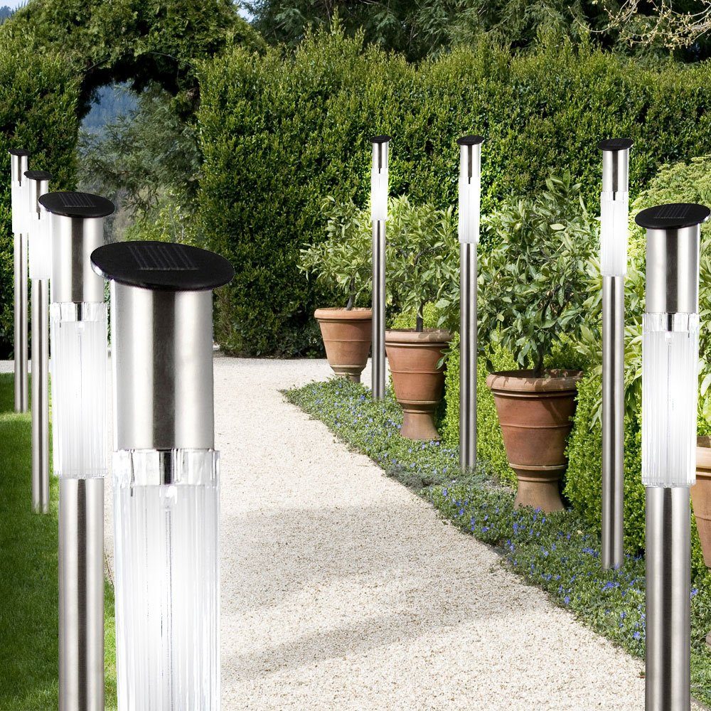 etc-shop LED Gartenleuchte, LED-Leuchtmittel fest verbaut, 7er Set LED Solar Außen Leuchten Garten Weg Steck Strahler