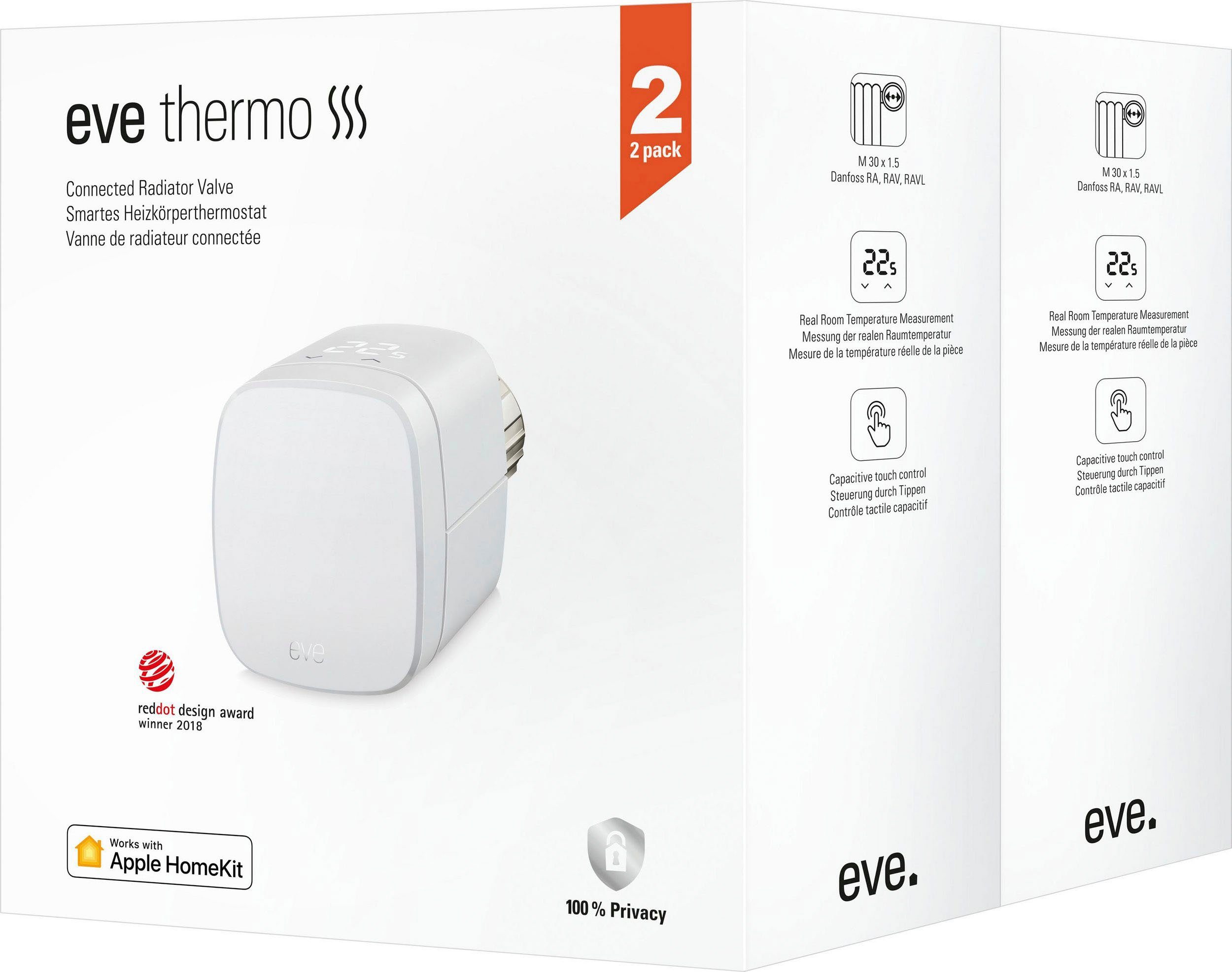 EVE Heizkörperthermostat Thermo 2-er Pack, Gen. 4