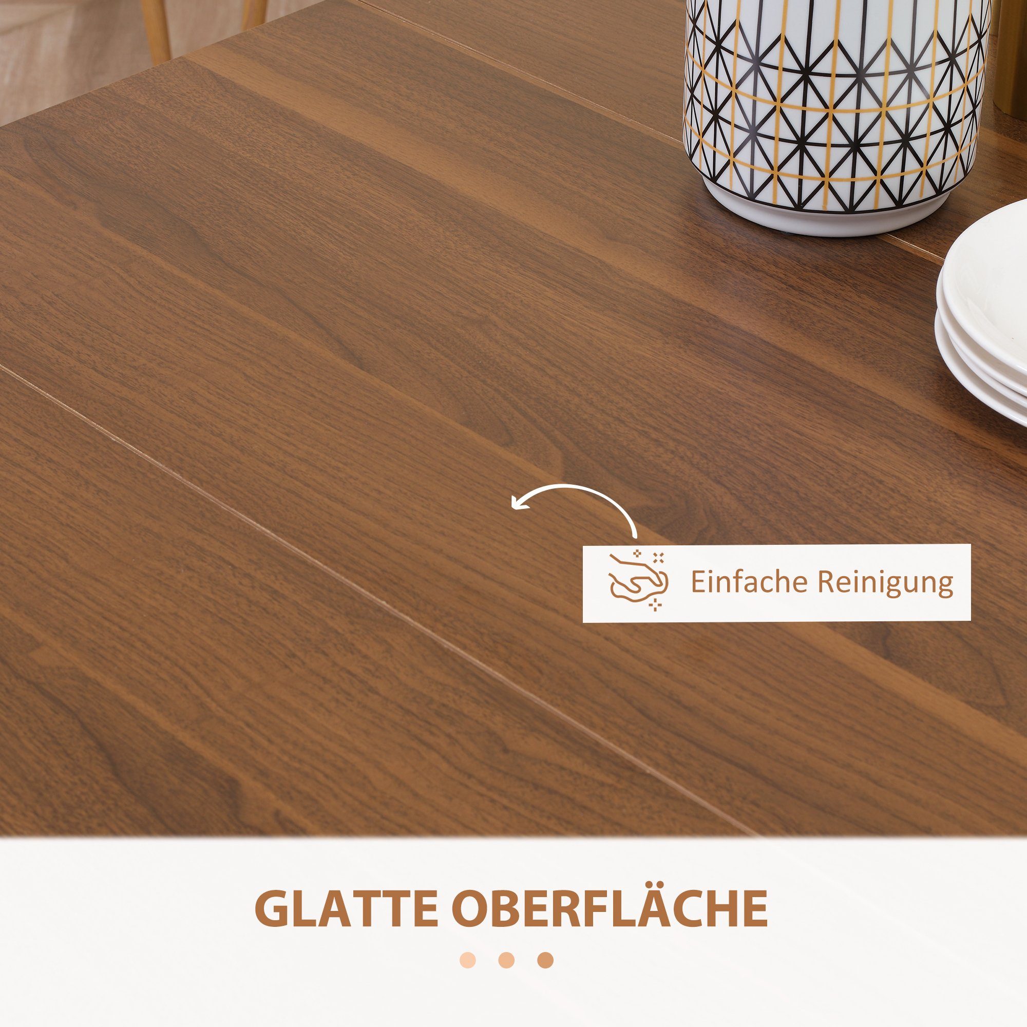 HOMCOM Klapptisch Esstisch, ausziehbar, glatte Oberfläche, 60-180 x 85 x 75cm (Set, 2-St., 1 x Esstisch), Breite 60-180 cm