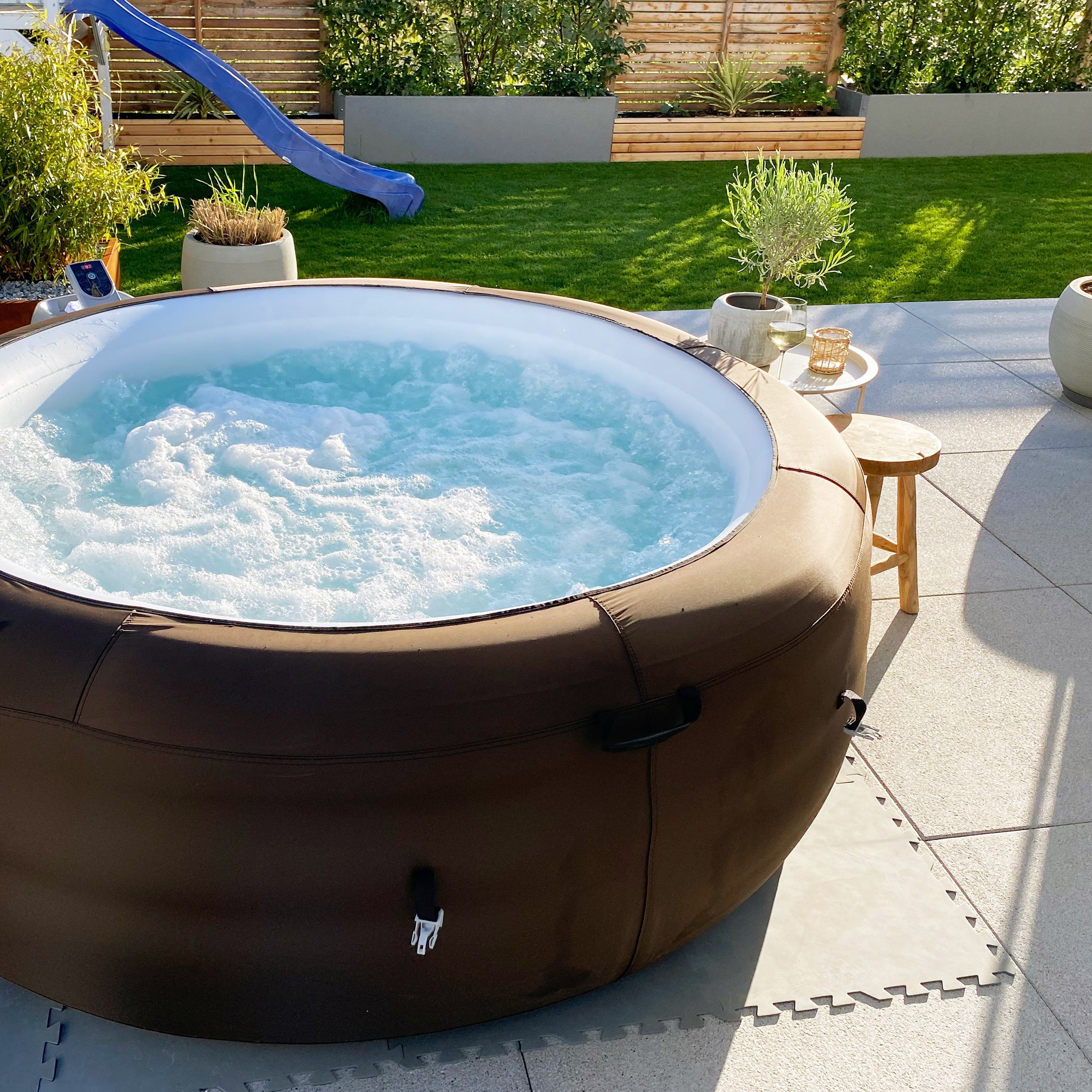 BESTWAY Whirlpool LayZSpa, Whirpool Ø196cm Lay-Z-Spa Aufblasbar Pool Massage-System 24 Std. Service von Bestway Filterpumpe Indoor & Outdoor TÜV/GS geprüft