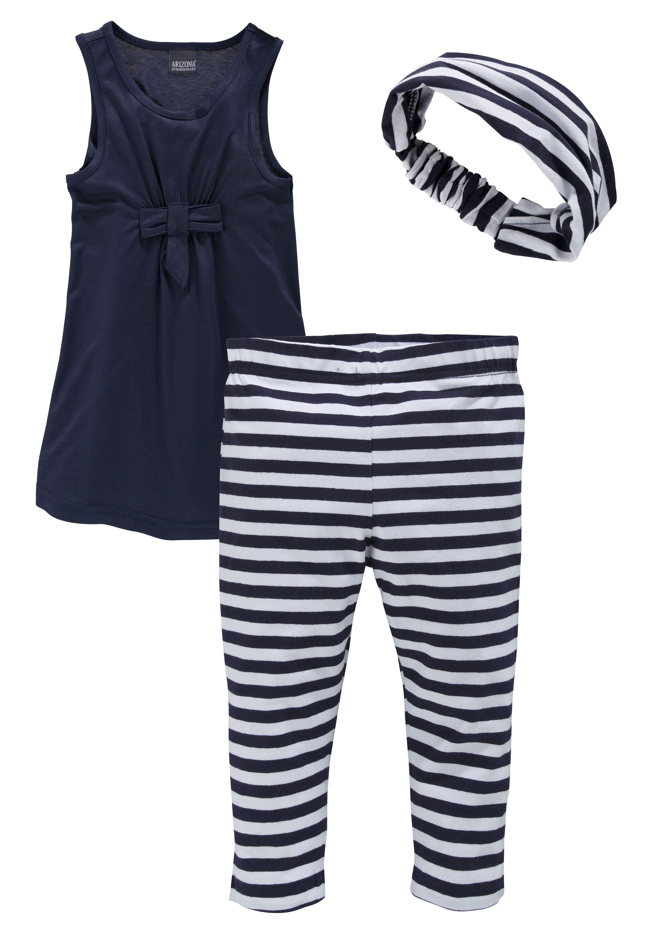 KIDSWORLD Kleid, Leggings & Haarband (Set, 3-tlg) Capri und Haarband maritim geringelt