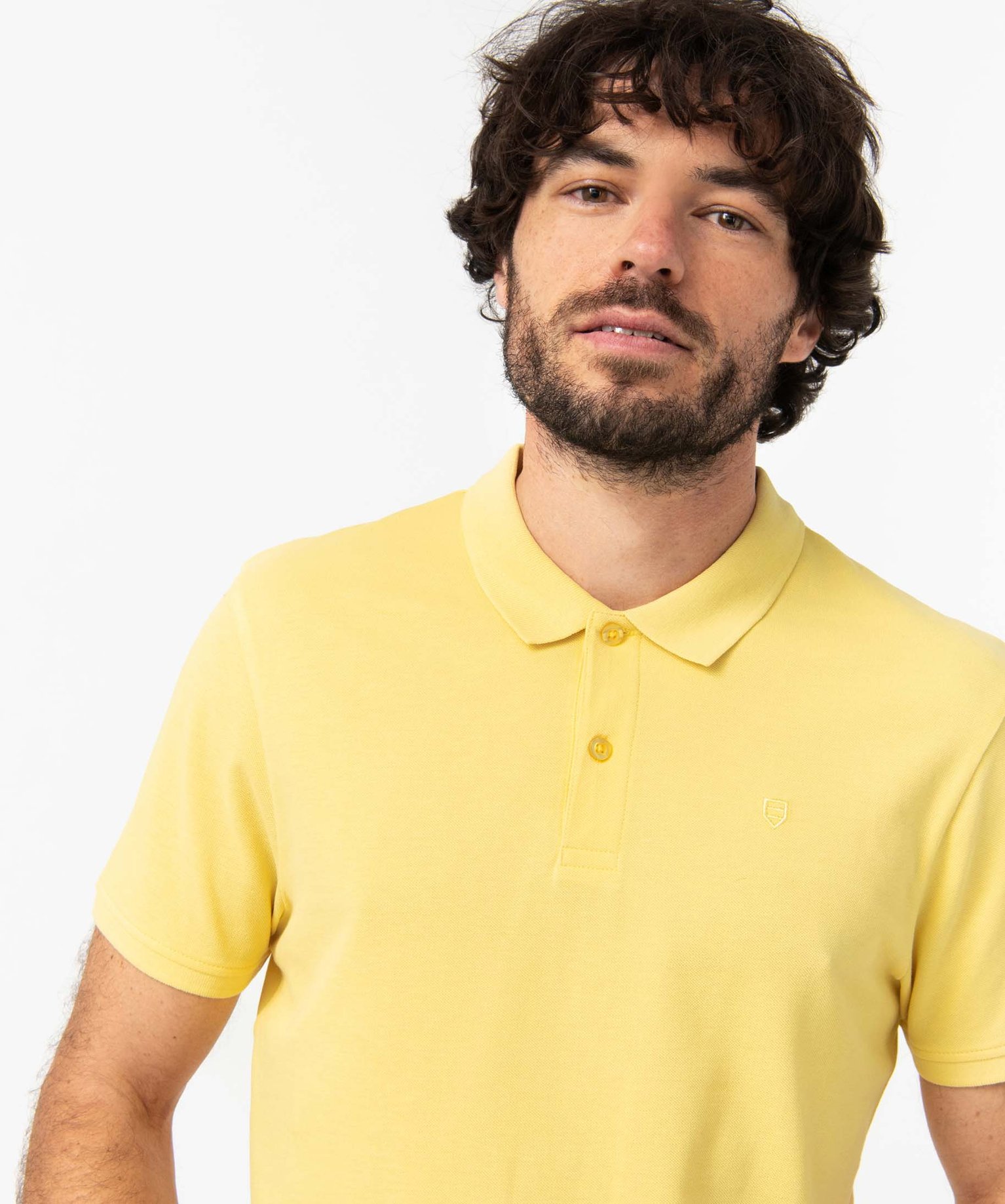 Polo homme à manches courtes en maille piquée jaune | GEMO