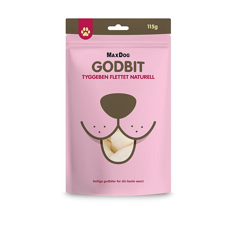 MaxDog Tyggeben 120 g,flettet naturell MaxDog