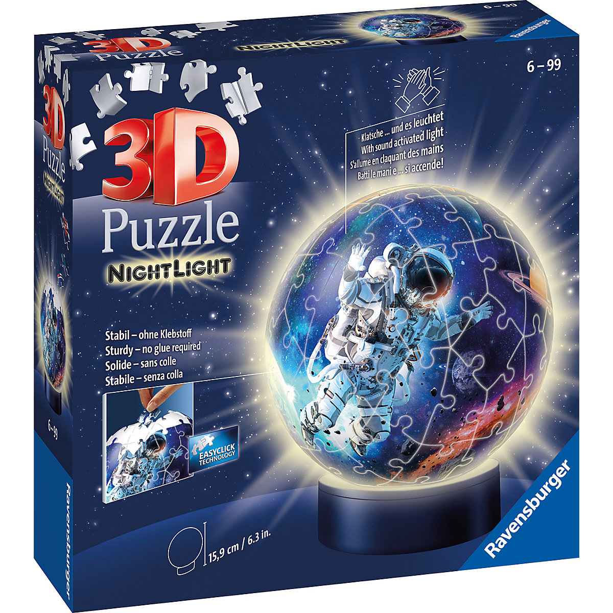 3D-Puzzle-Ball Nachtlicht - Astronauten im Weltall, 72 Teile