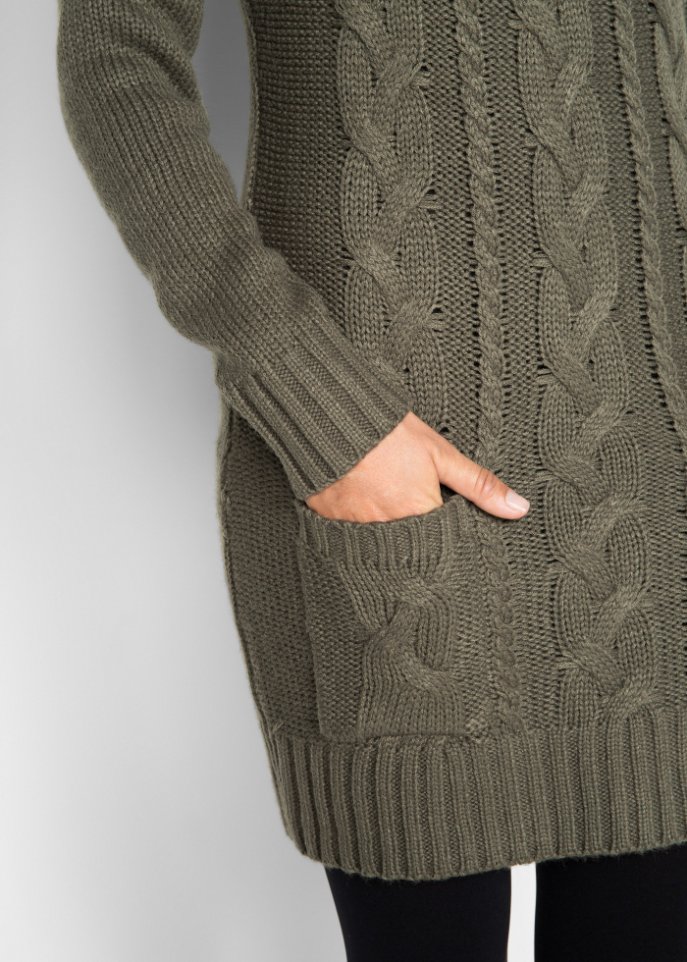 Strickkleid mit Rollkragen und aufgesetzten Taschen