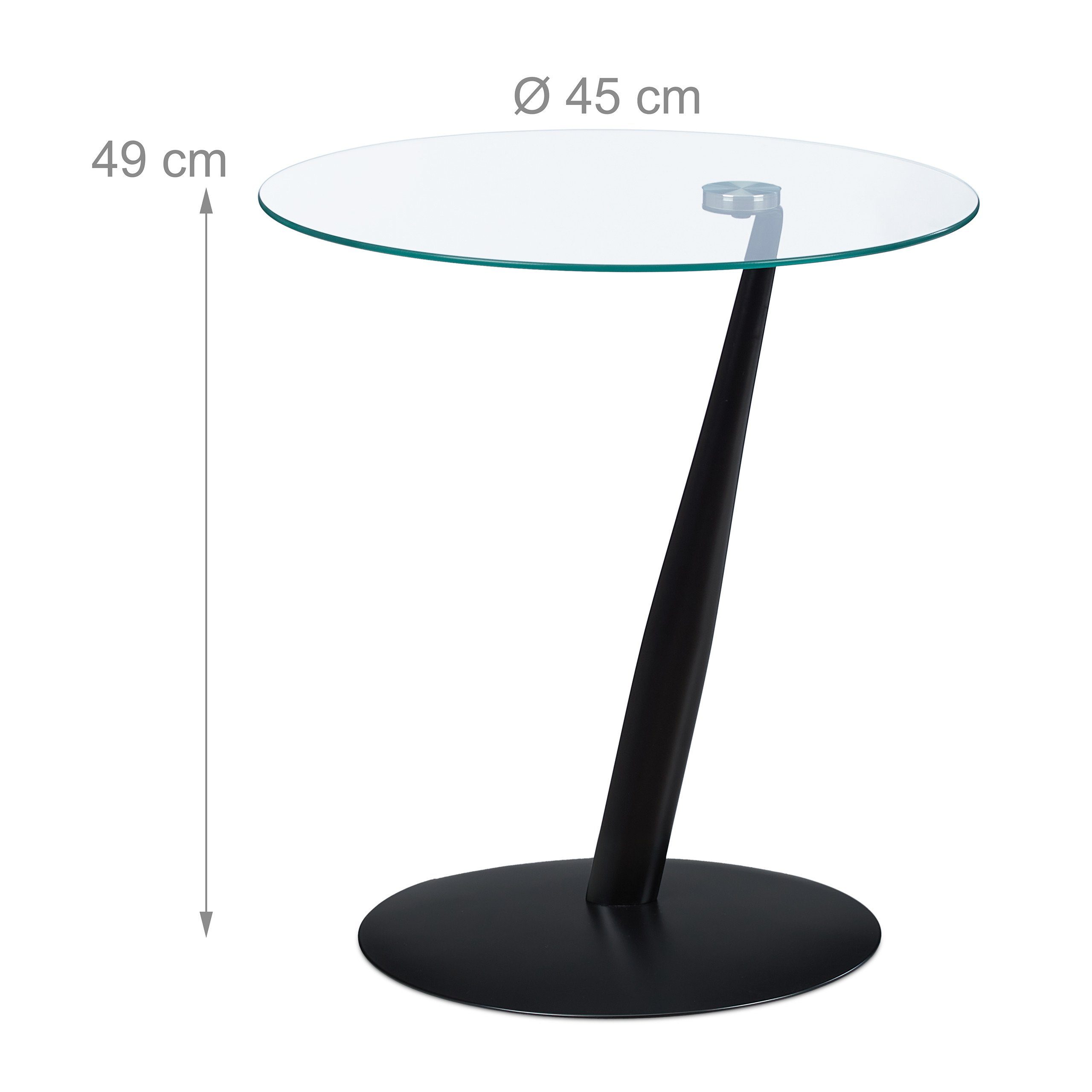 relaxdays Beistelltisch Schwarzer Beistelltisch aus Glas