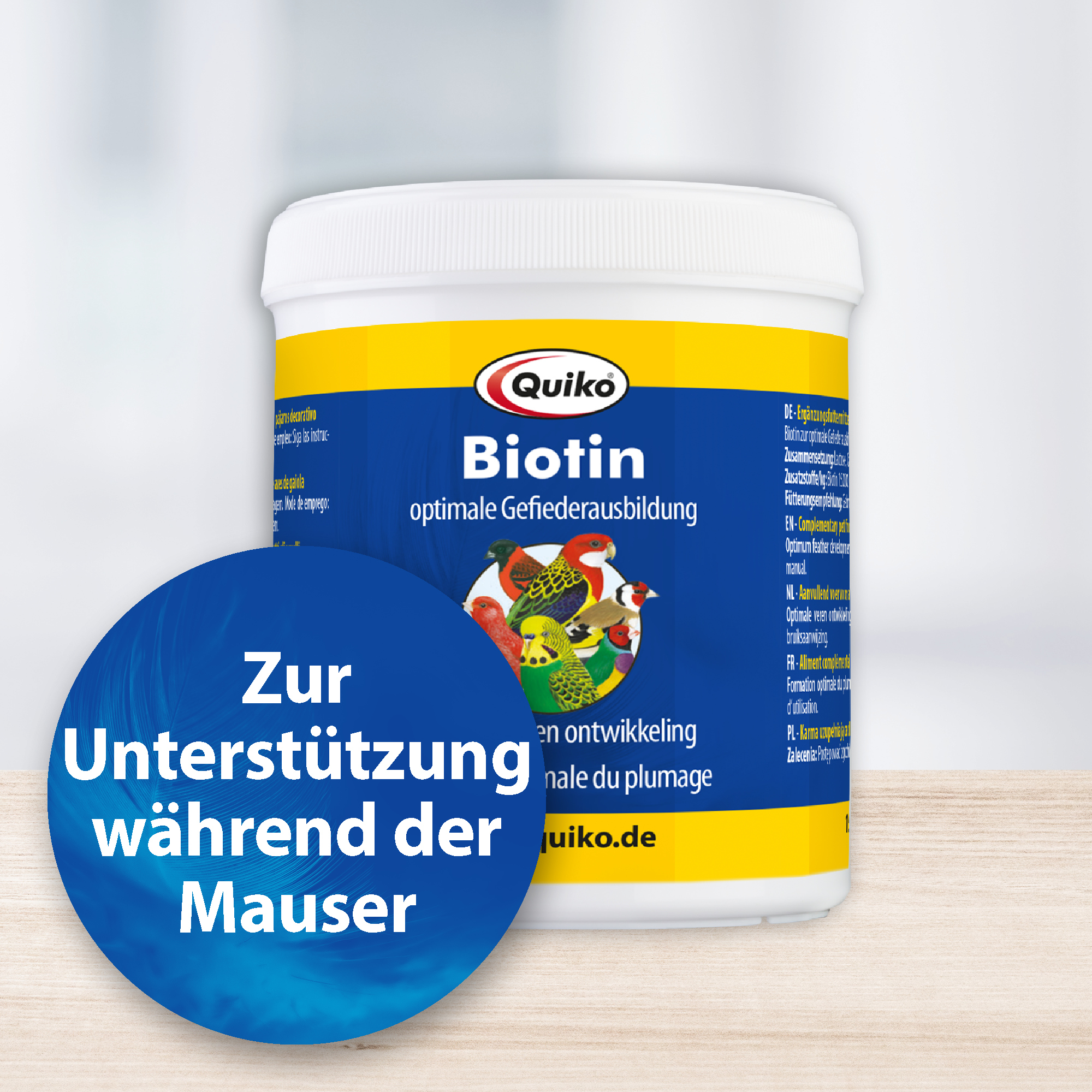 Quiko Ergänzungsfutter Quiko Biotin M 150 g: Unterstützt die Mauser von Ziervögeln