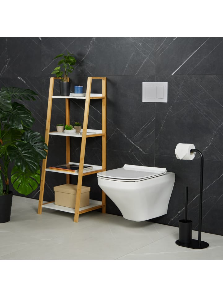 relaxdays WC Garnitur in Schwarz - (B)23 x (H)64,5 x (T)17 cm günstig kaufen onesize