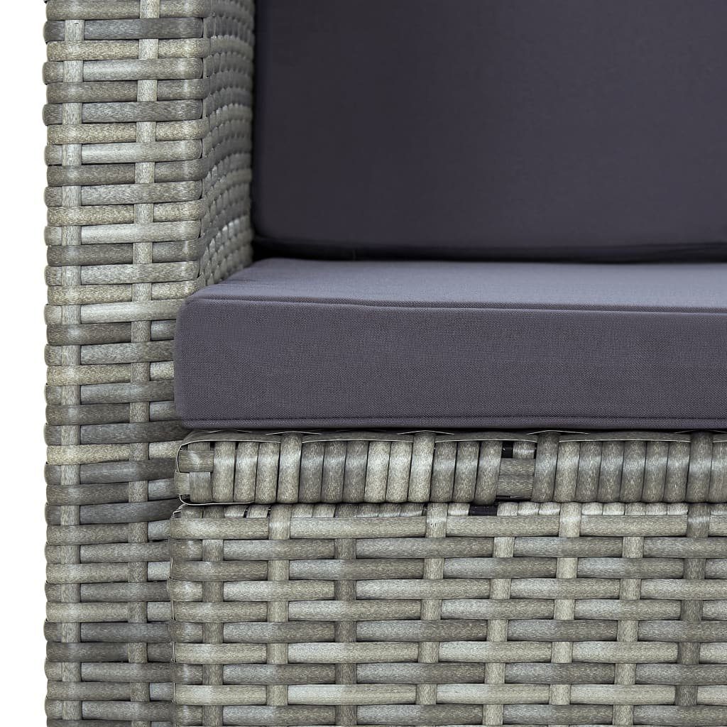 vidaXL Loungesofa 2-Sitzer-Gartensofa mit Auflagen Grau Poly Rattan, 1 Teile