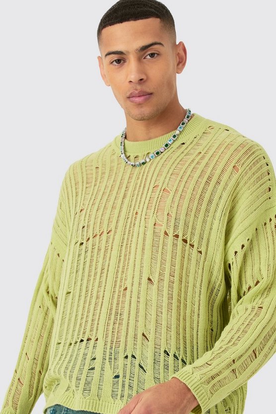 Oversize Strick-Pullover in Sage