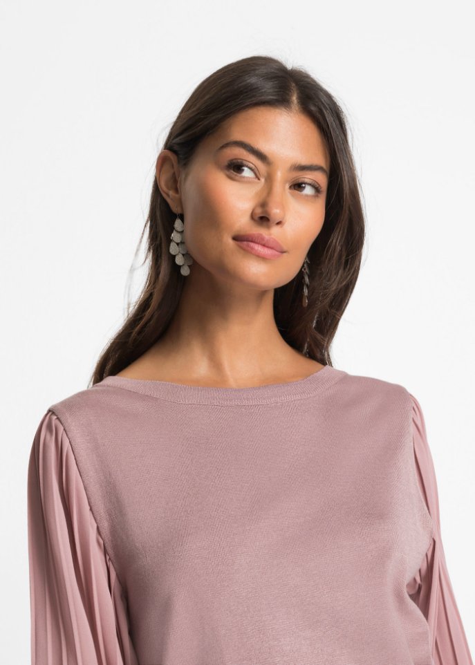 Pullover mit plissierten Ärmeln