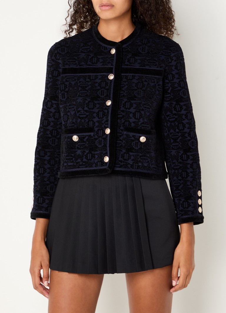 Maje jacket with jacquard design and patch pockets