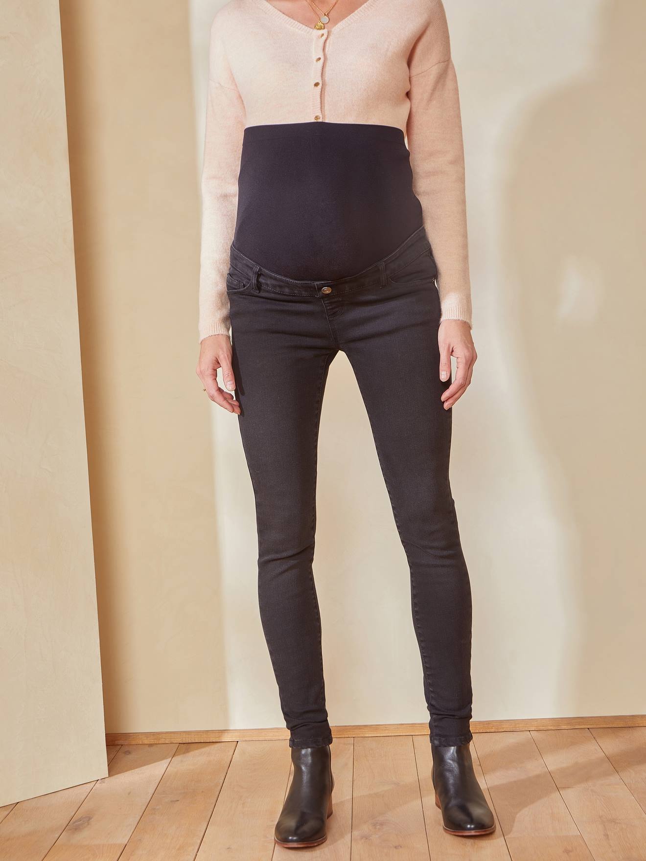 Jean skinny de grossesse bandeau sans couture gris/noir cf swatch