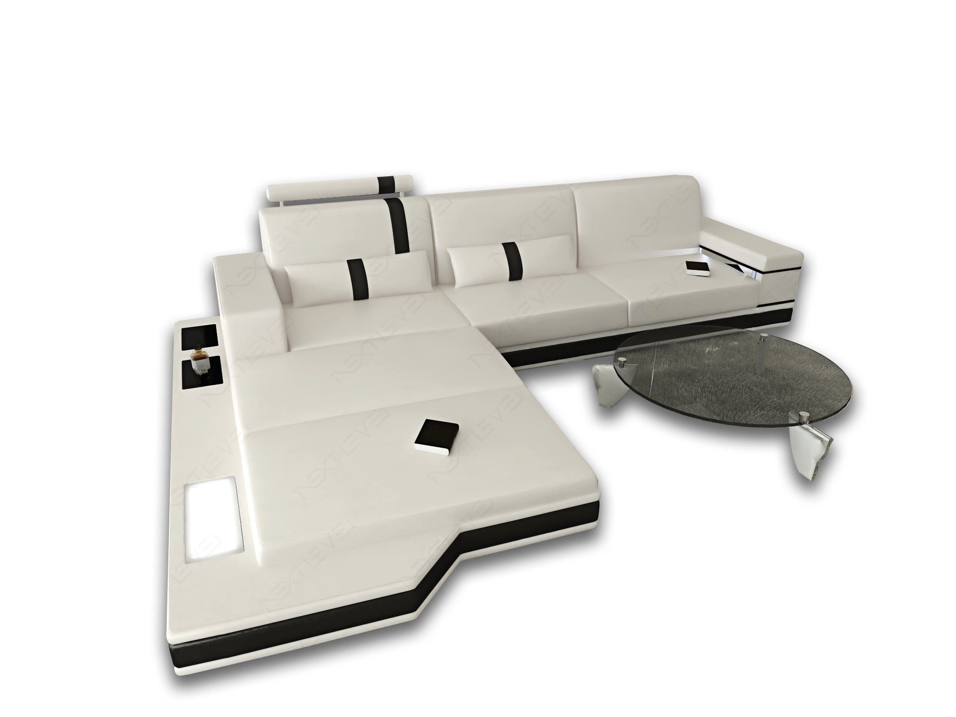 Sofa Dreams Ecksofa Ledercouch Leder Sofa Messana L Form Ledersofa, Couch, mit LED, wahlweise mit Bettfunktion als Schlafsofa, Designersofa