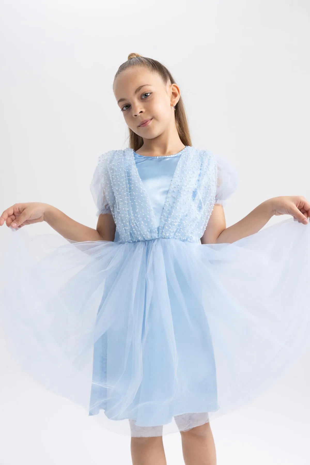 DeFacto  Mädchen Rundhals Kurzarm Tüllkleid Y7210a622sm