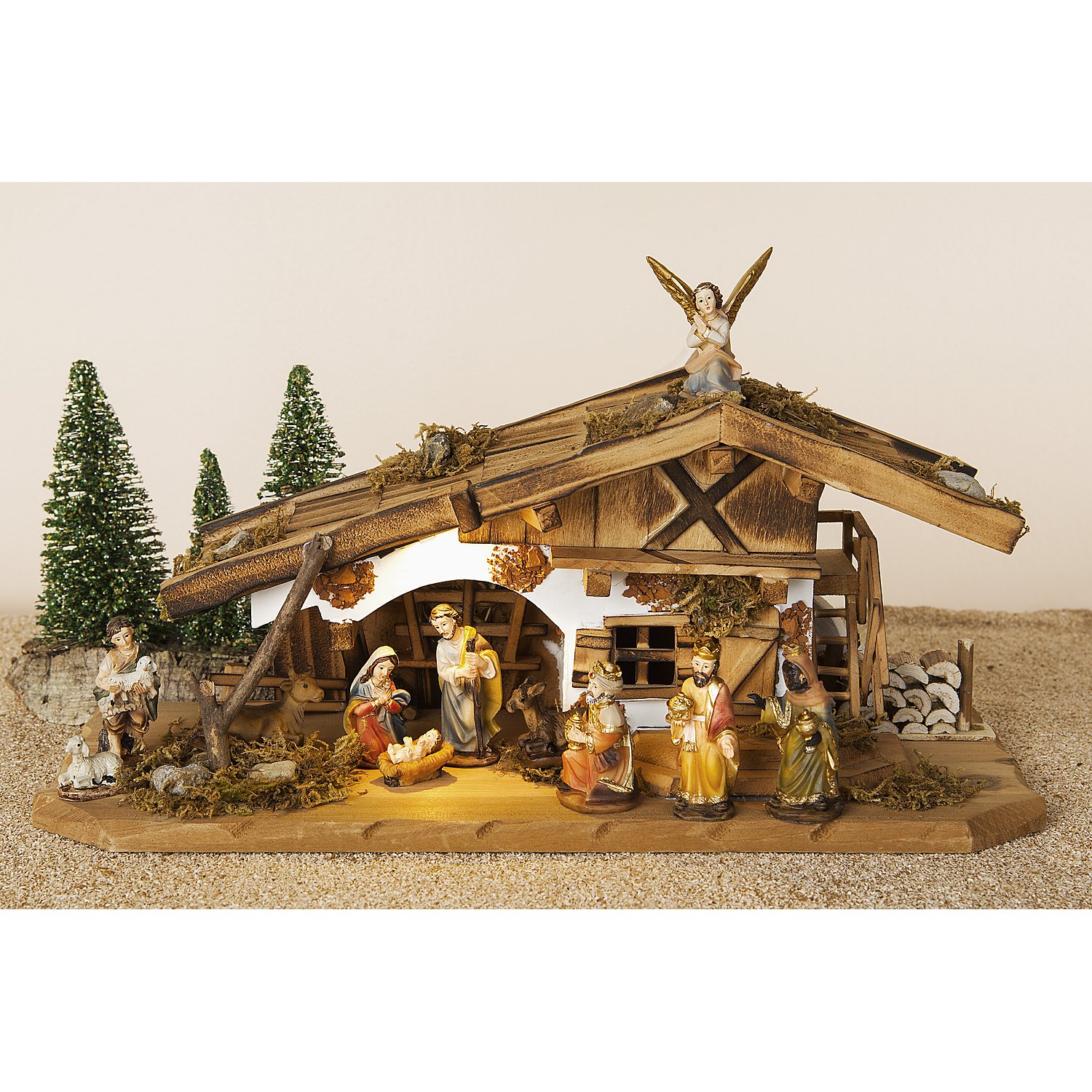 Krippe aus Holz, 30 x 13 x 14 cm