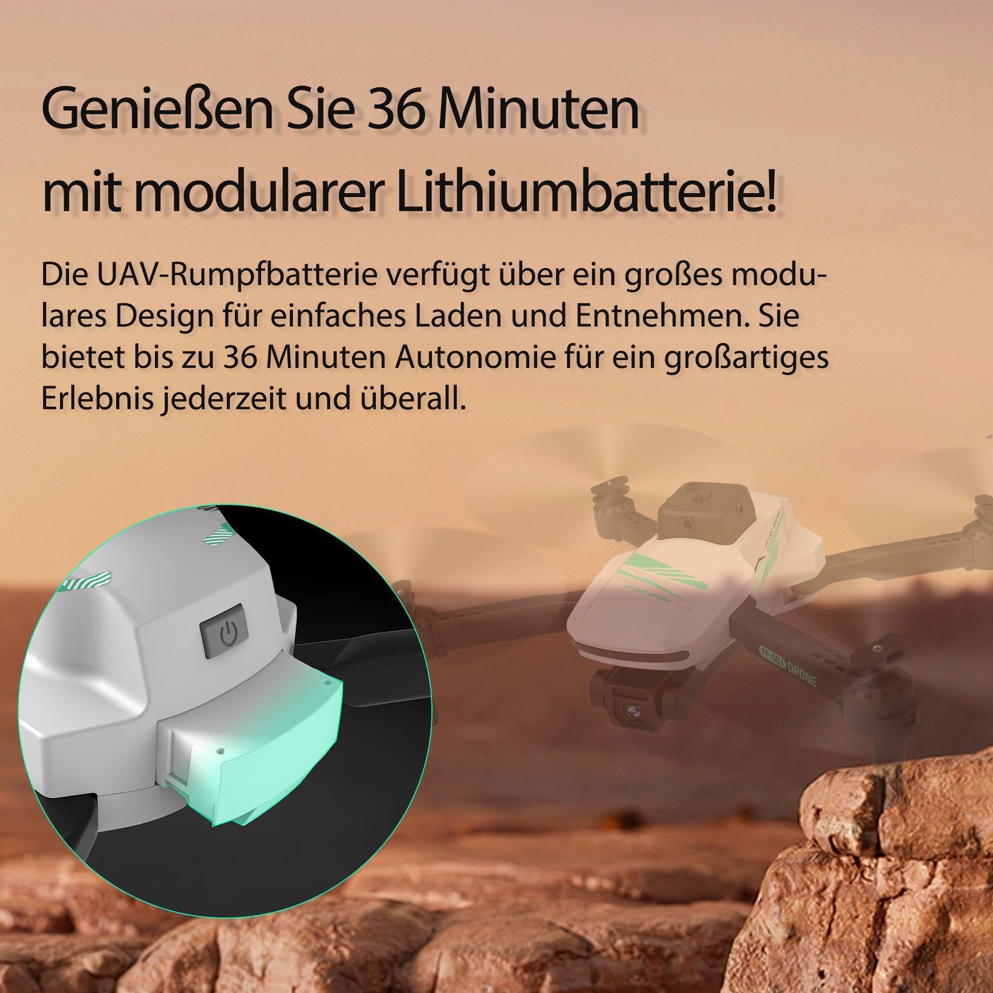TizzyToy Drohne, Spielzeug, App-Steuerung, 360-Grad-Hindernisvermeidung Spielzeug-Drohne (4K-Kamera, Three speed modes: low, medium and high (indoor, outdoor, play),Air pressure height setting, optical flow positioning, Gestensteuerung, 3D FlipFoldab