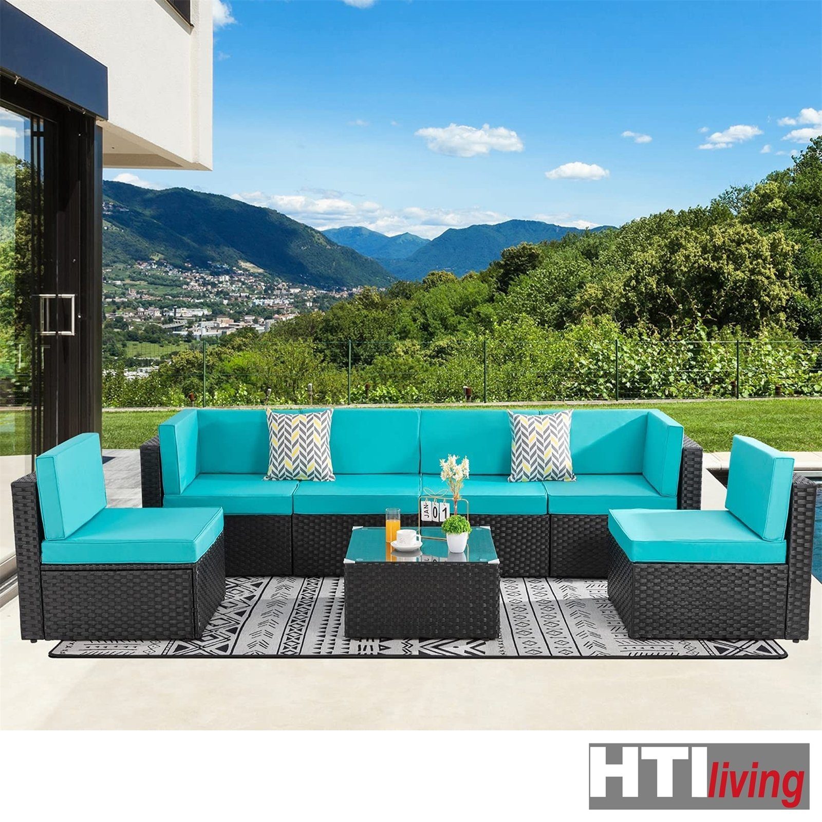 HTI-Living Gartenlounge-Set Terrassenmöbel Bettina Family, (Set, 4-tlg), Loungegarnitur mit Kissen