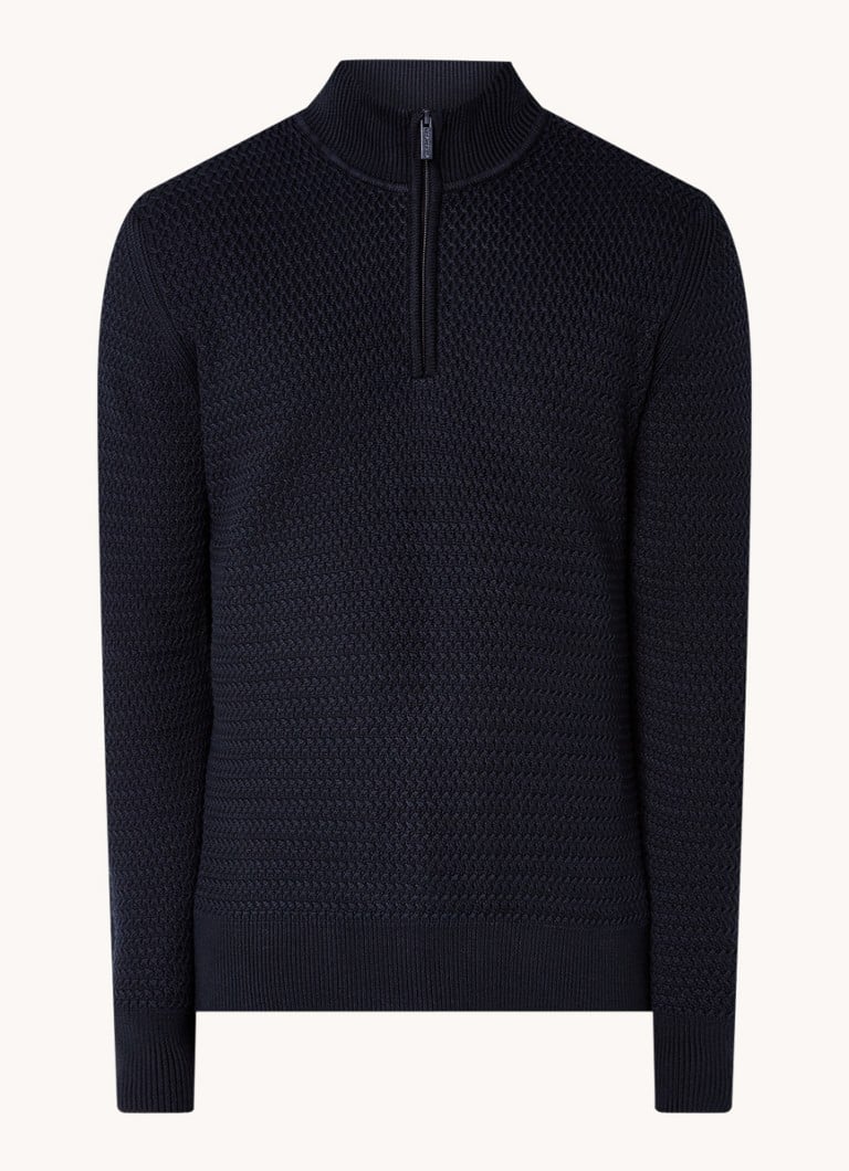 Strellson  Adrian grofgebreid vest met halve rits