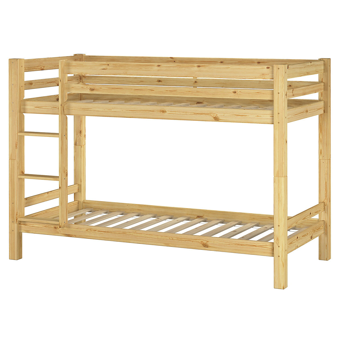Kinderetagenbett 90x200 Kiefer in Natur + 2 Rollrost