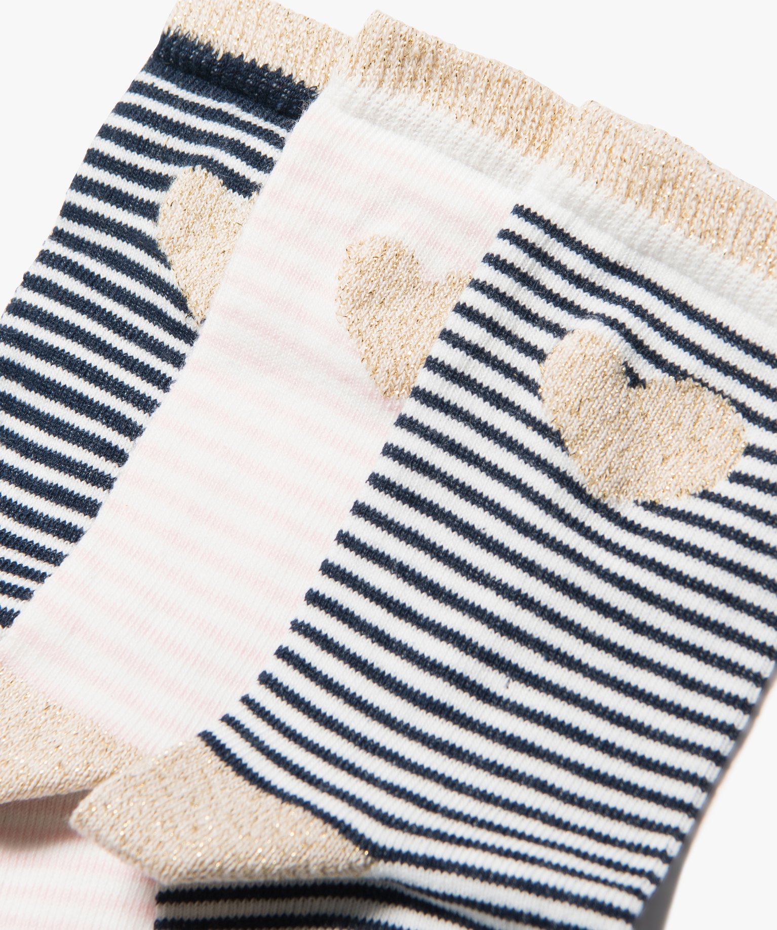 Chaussettes fille à rayures et paillettes tige haute (lot d... marine | GEMO