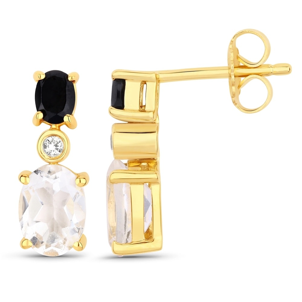 Rafaela Donata Boucles doreilles Argent sterling Cristal de quartz en Or jaune Bijoux