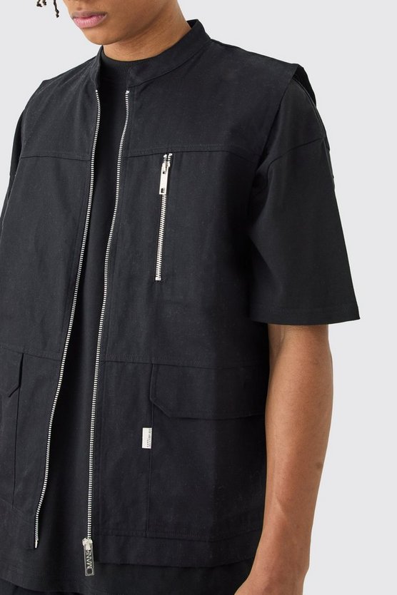 Schwarz Twill Utility-Tanktop