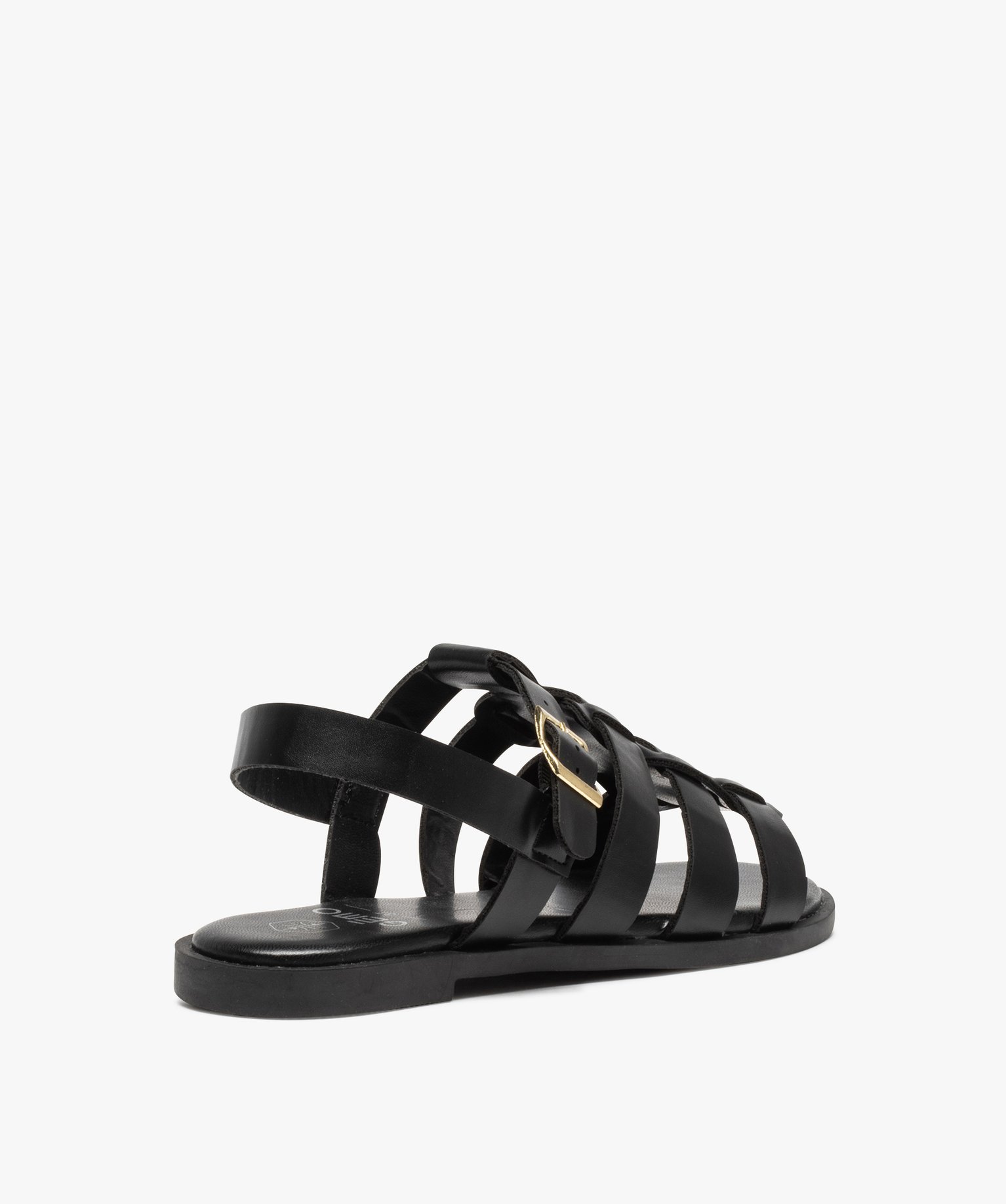 Sandales femme unies à talon plat et brides larges noir | GEMO