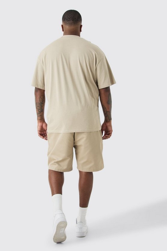 Plus lockere Twill Utility-Shorts mit elastischem Bund