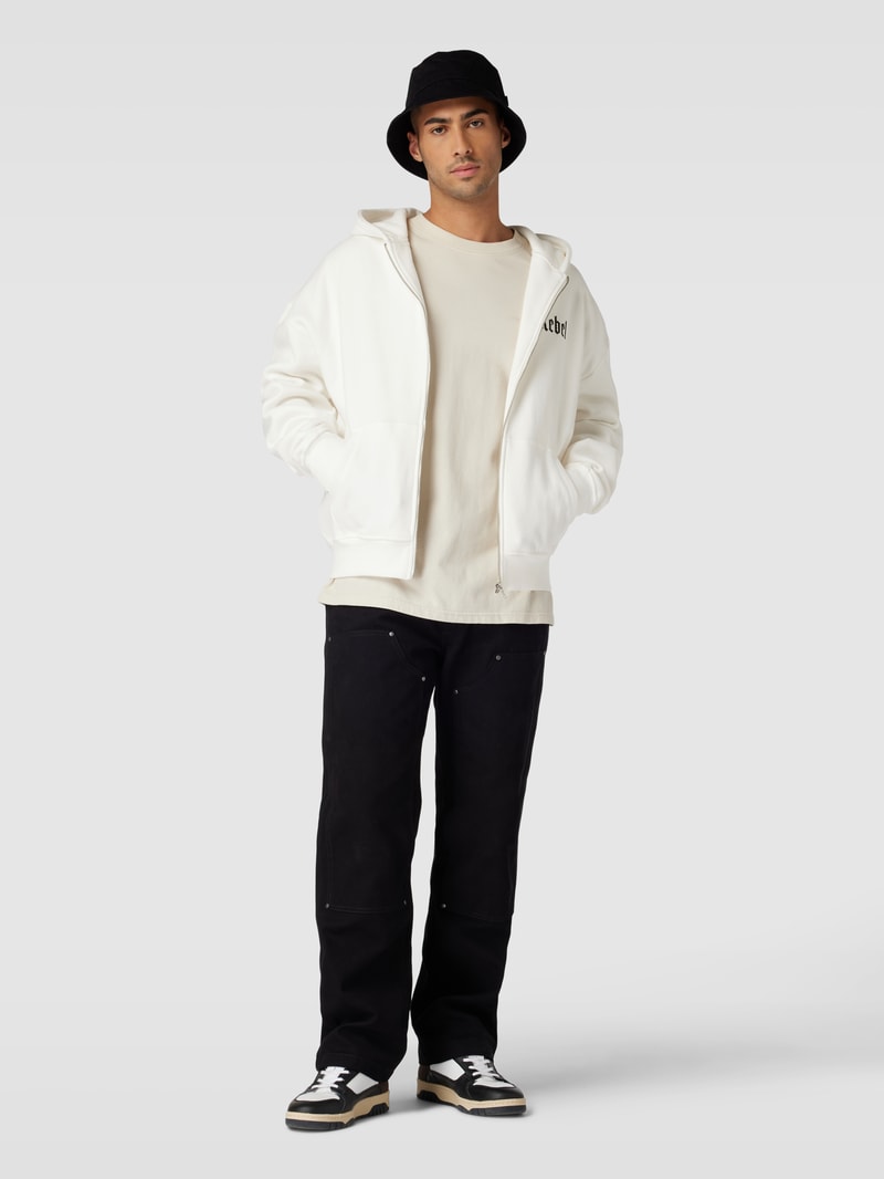 Sweatjacke mit Label-Print Modell 'Juan' in weiß