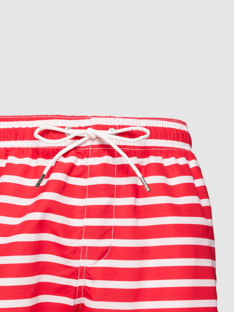 Badehose mit Label-Applikation Modell 'SUBMERGED' in rot