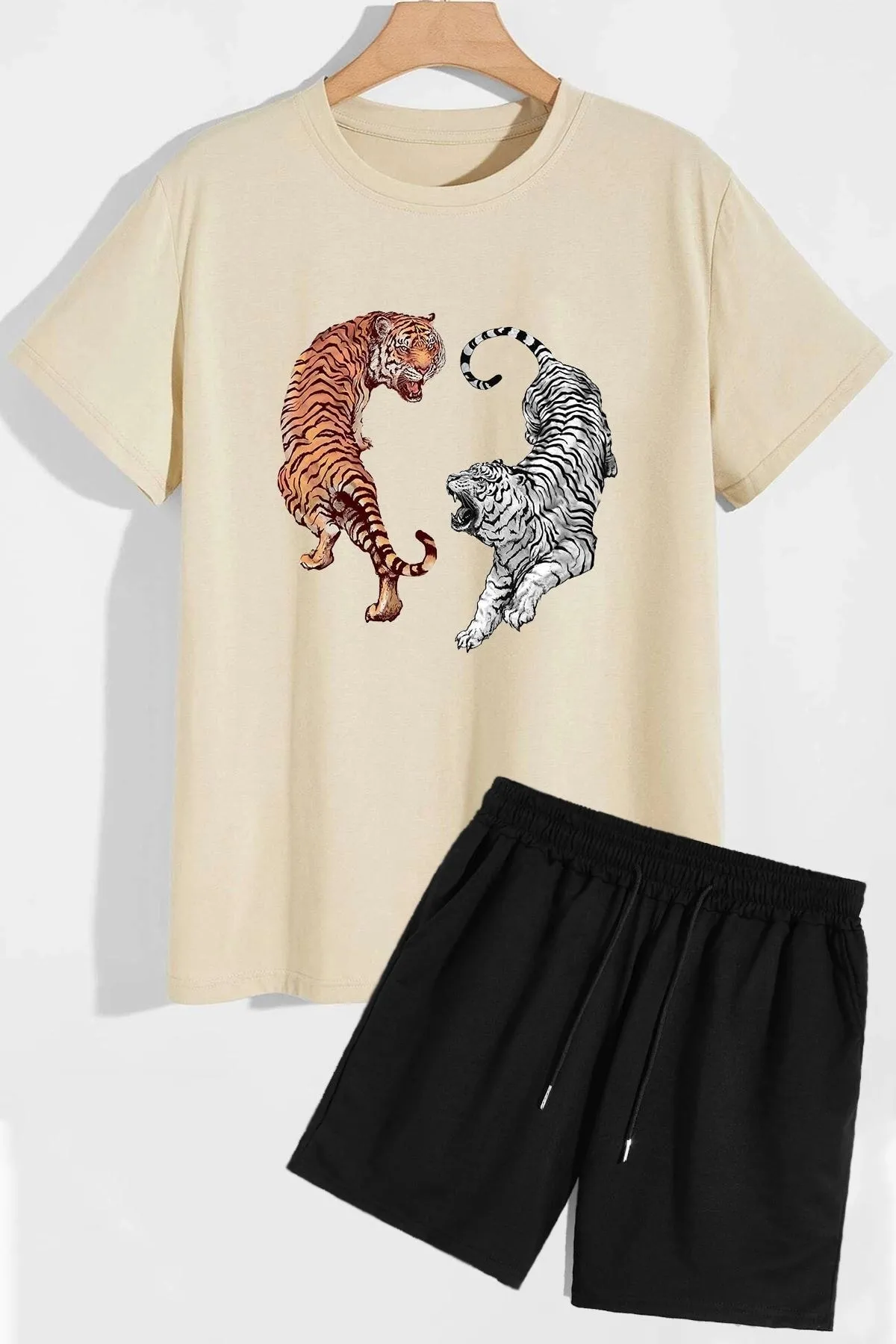 trendypassion  Tiger Shorts T-Shirt-Trainingsanzug-Set
