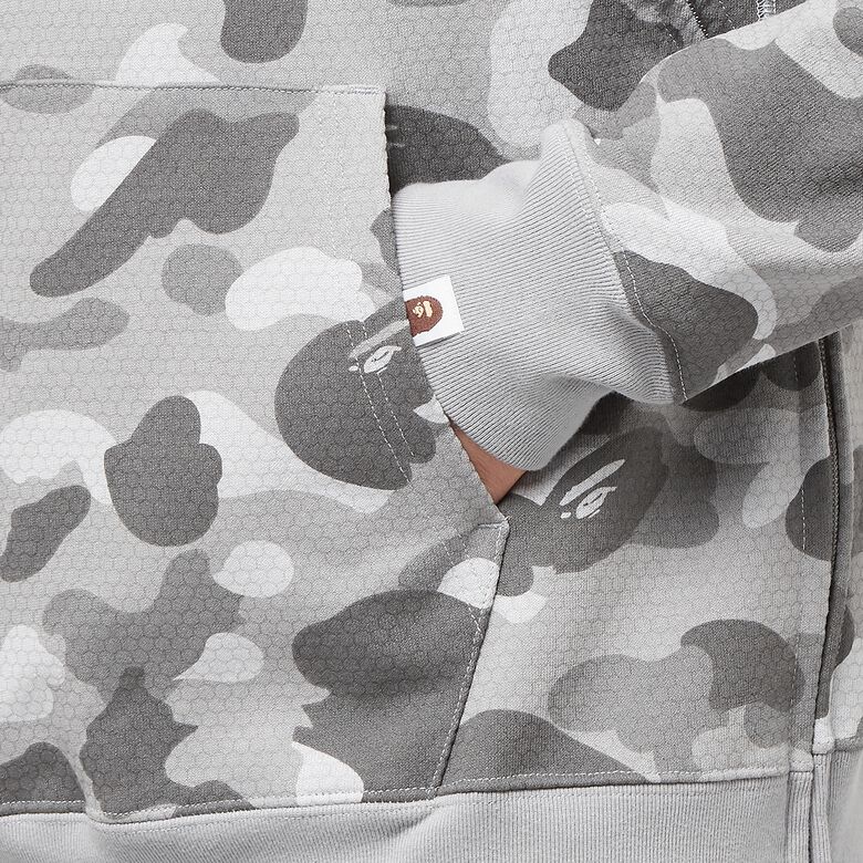 A Bathing Ape Honeycomb Camo Shark Full Zip Hoodie M gray