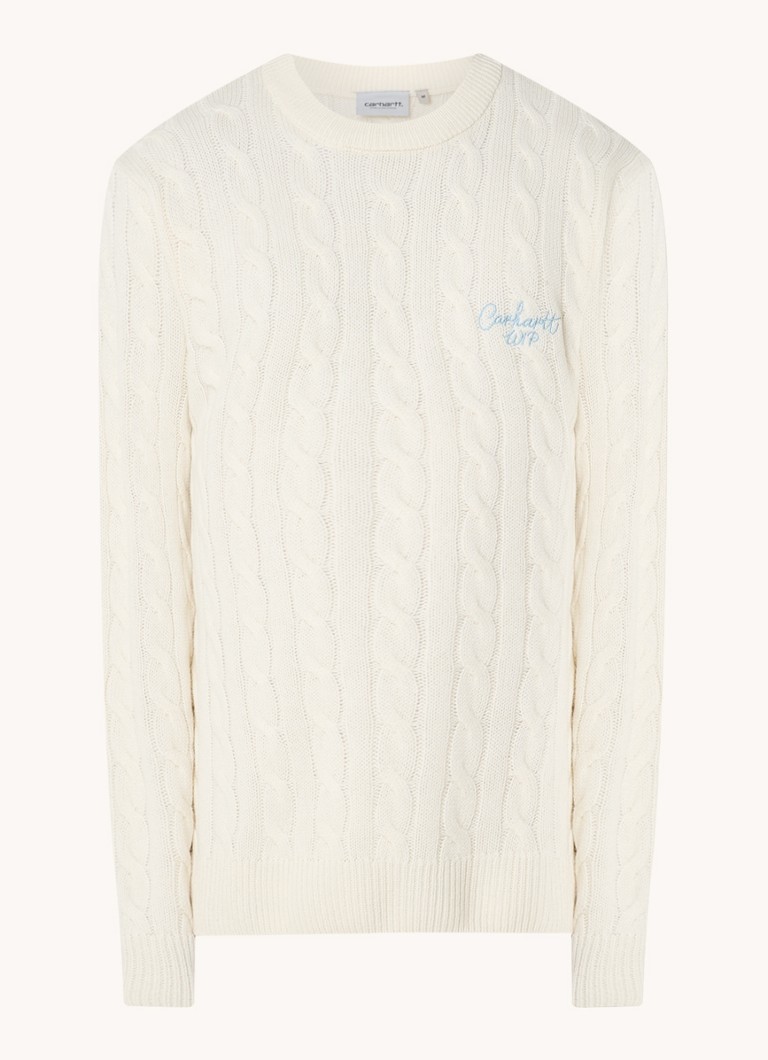 Pulover Carhartt WIP Signature tricotat cu împletitură, din amestec de lână, cu logo brodat.