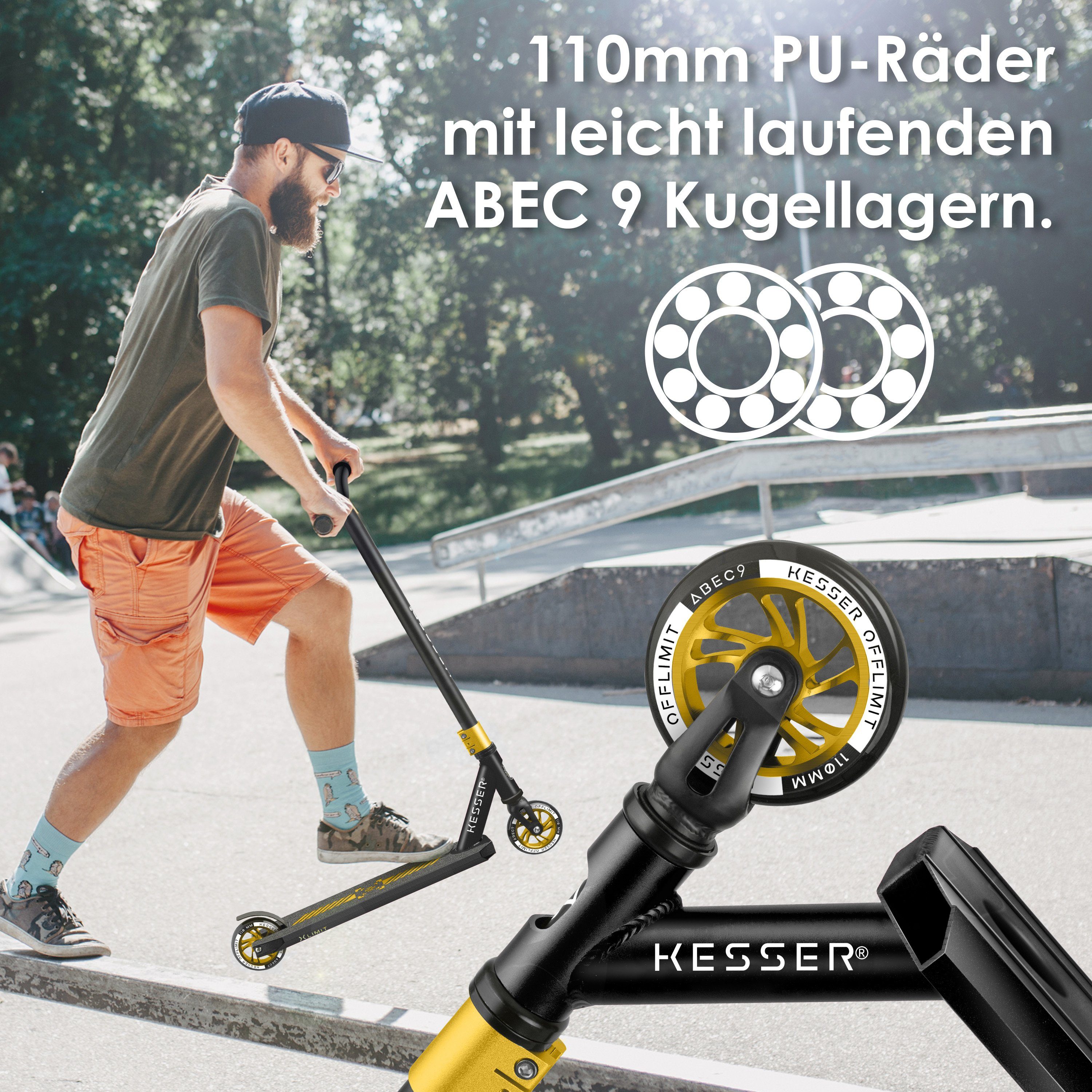 KESSER Scooter, Stunt Scooter X-Limit-Pro 360° Lenkung Funscooter Stuntscooter