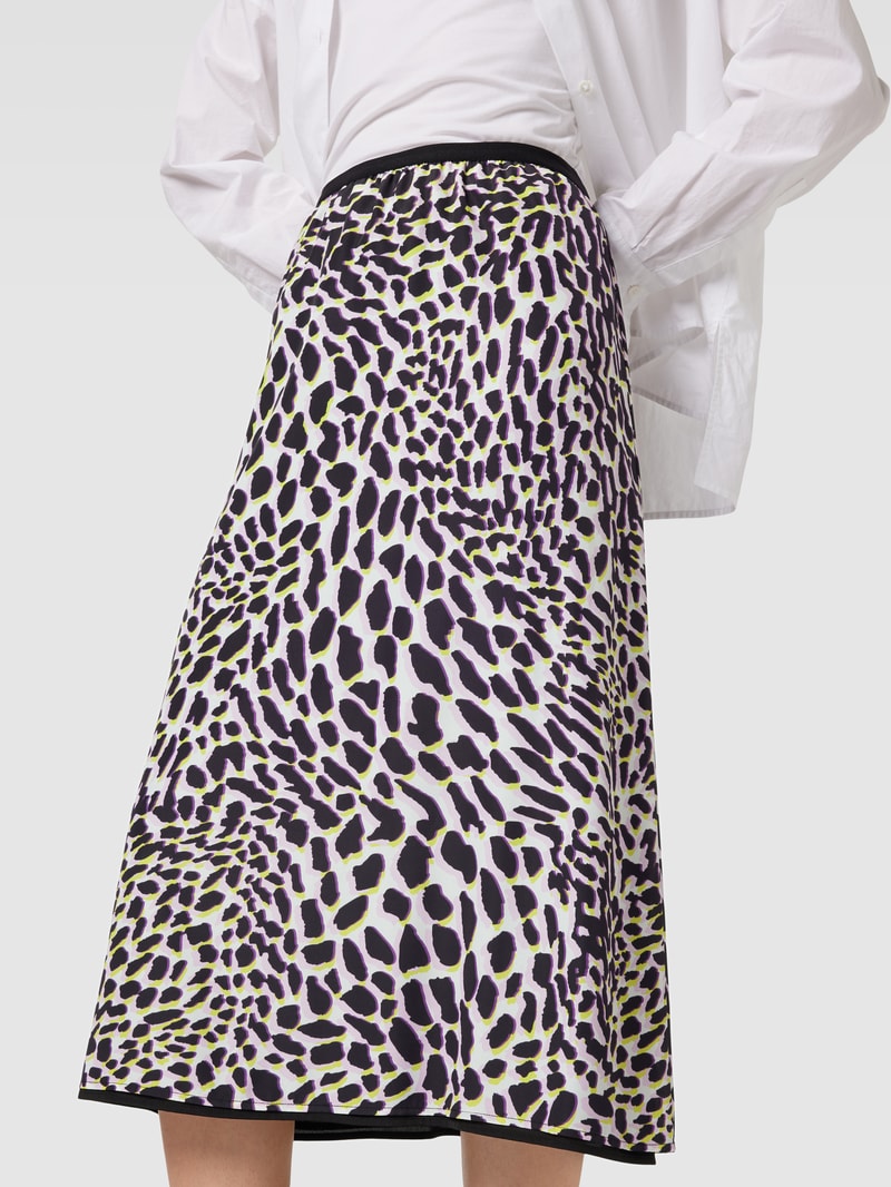 Midirock mit Label- und Animal-Print in black