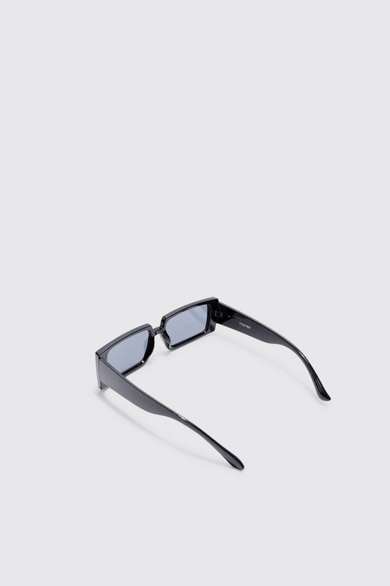 Eckige Plastik Sonnenbrille in Schwarz