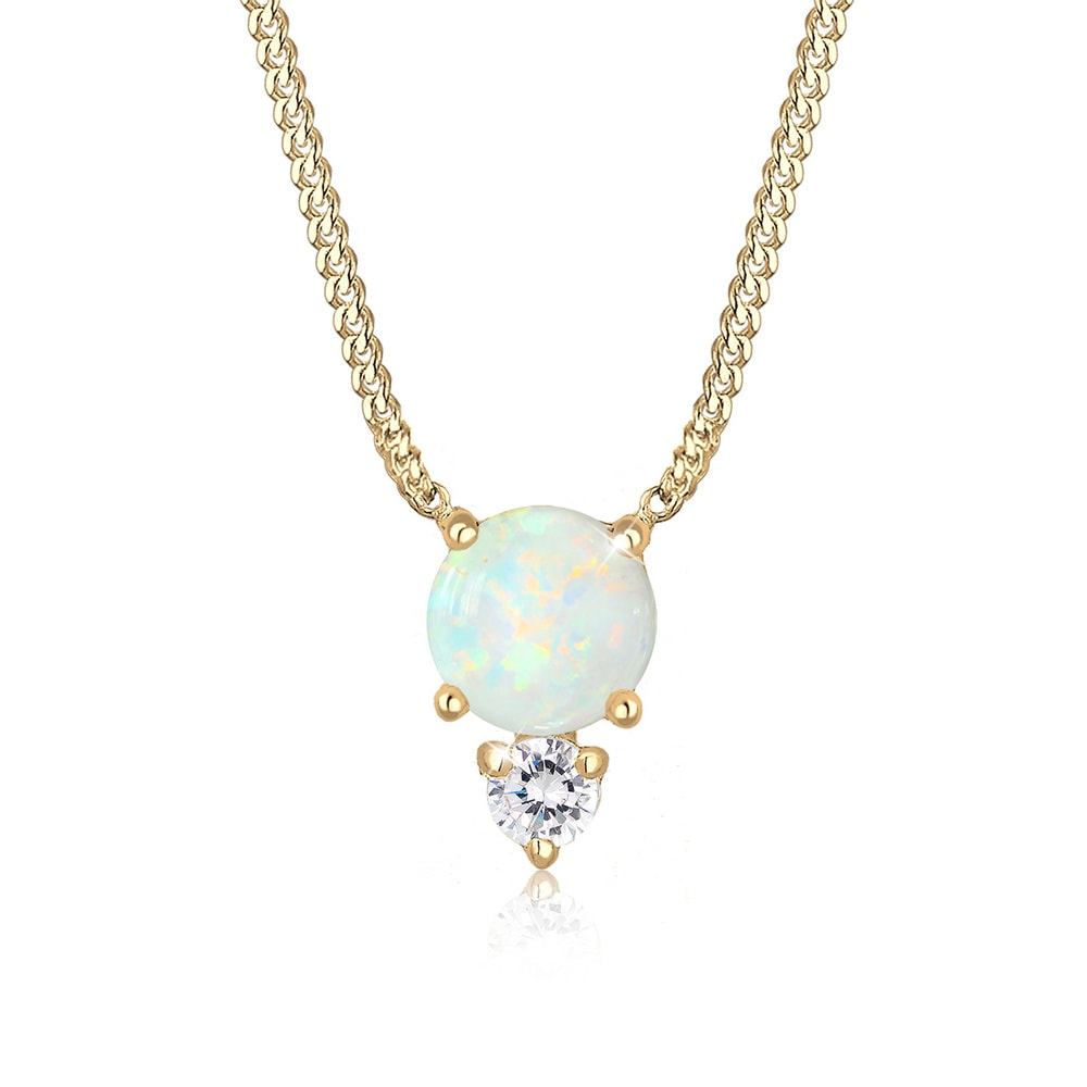 Elli Elli Collier Femme Opale Cristal de Zircone - (925/1000) Argent collier