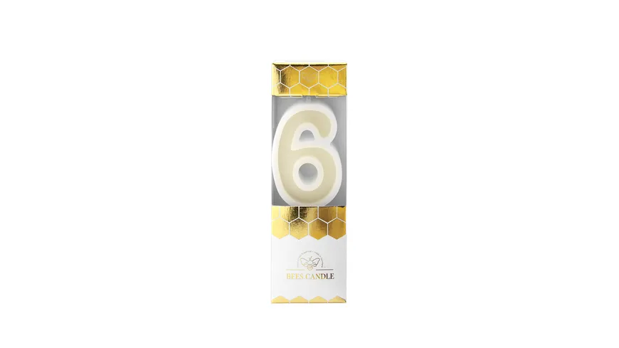 Wondercandle® Bienenwachskerze Nummer 6 weiß