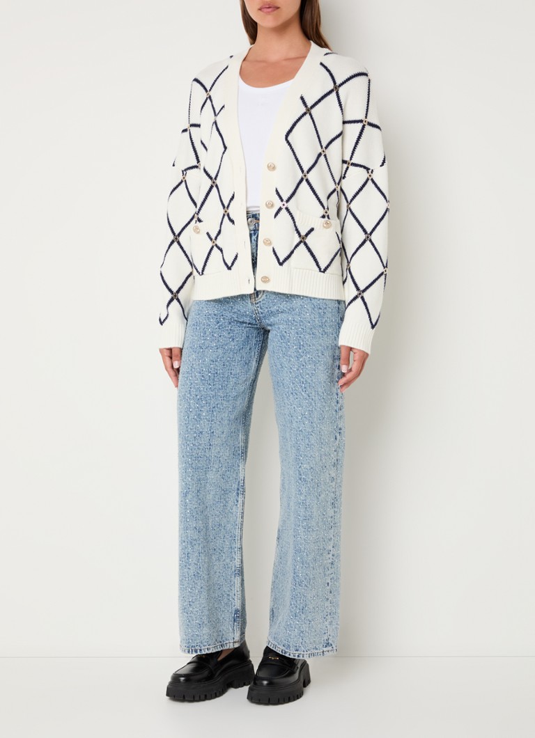 Ζακέτα Maje Fine Knit Wool Blend με λογότυπο